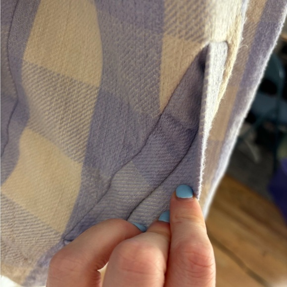 Maeve by Anthropologie Shacket Purple White Plaid Buttons S - Picture 4 of 6